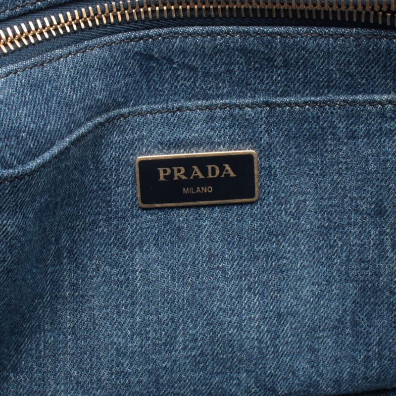 Prada Tote Denim Canapa Blue 2-Way