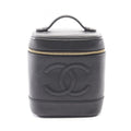 Chanel Handbag CC Logo Black Leather CC Vertical