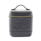 Chanel Handbag CC Logo Black Leather CC Vertical