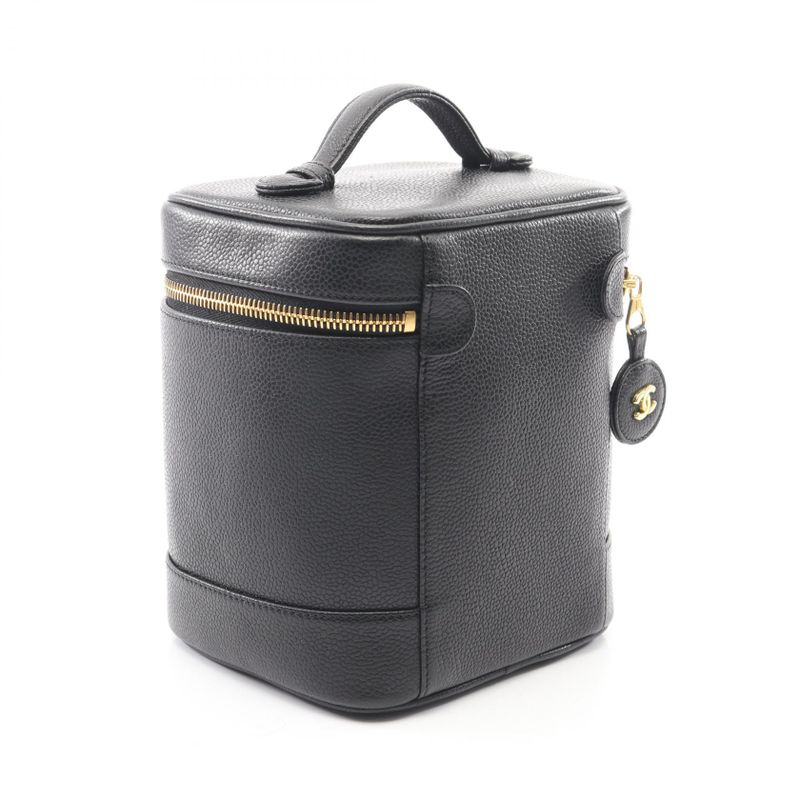 Chanel Handbag CC Logo Black Leather CC Vertical