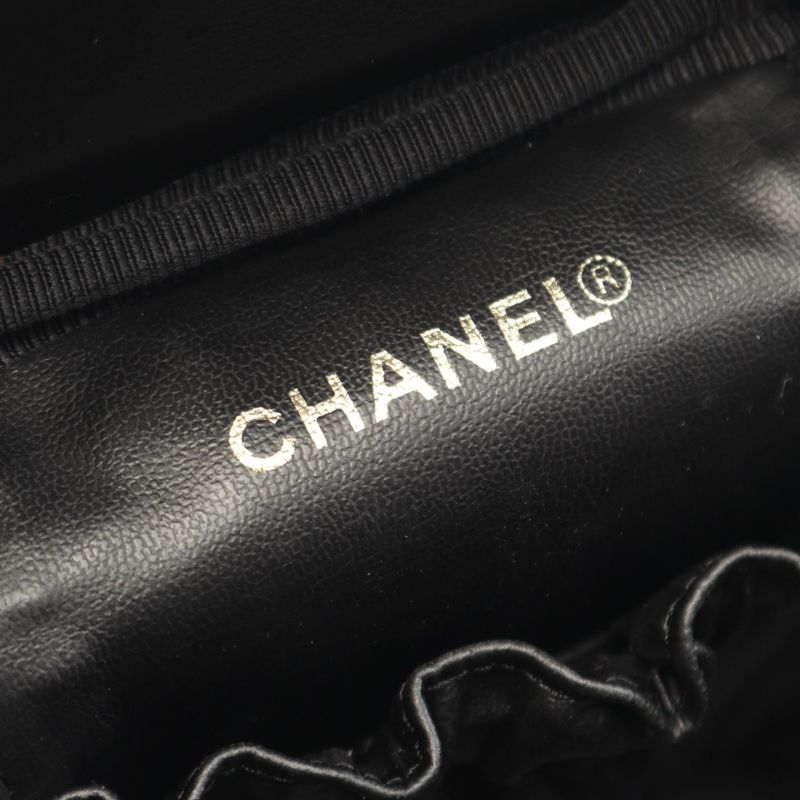 Chanel Handbag CC Logo Black Leather CC Vertical