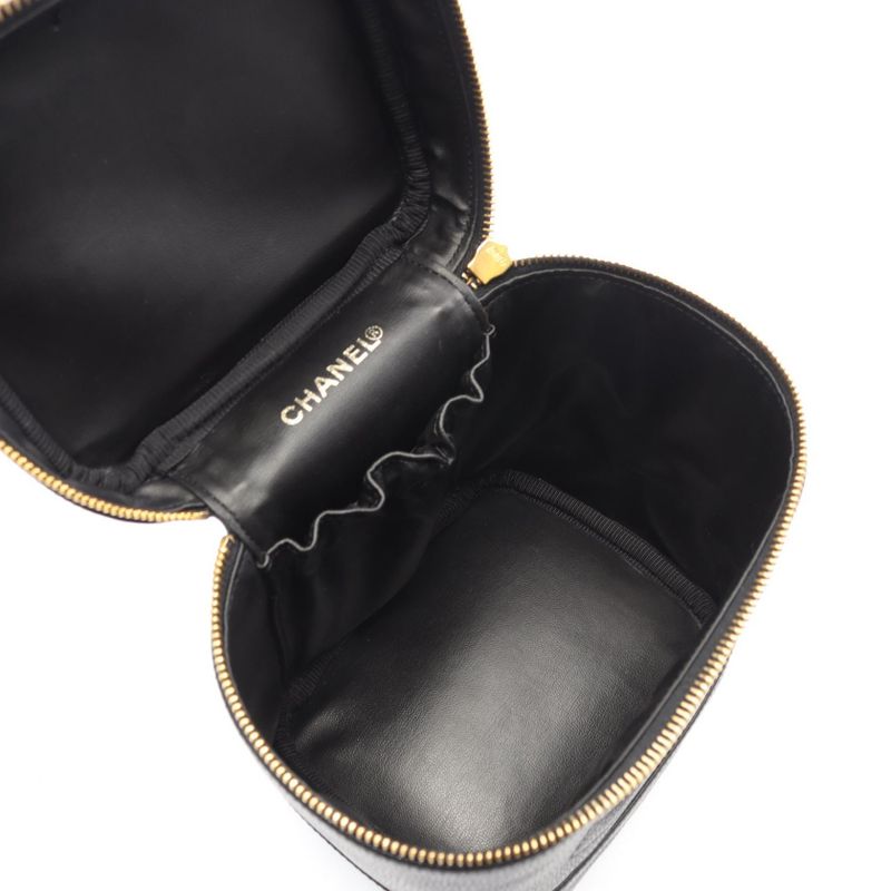 Chanel Handbag CC Logo Black Leather CC Vertical