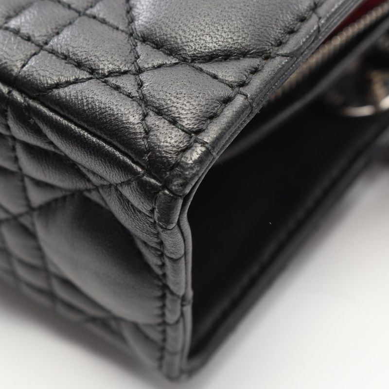 Dior Handbag Lady Dior Large Black Leather Lady Dior Cannage 2-Way Tote