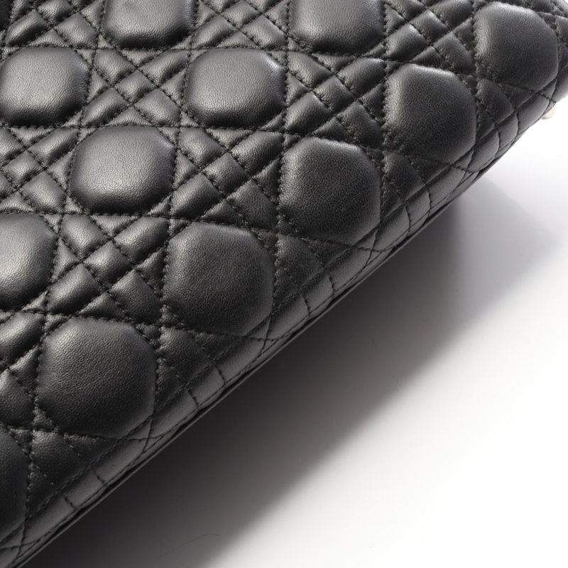 Dior Handbag Lady Dior Large Black Leather Lady Dior Cannage 2-Way Tote
