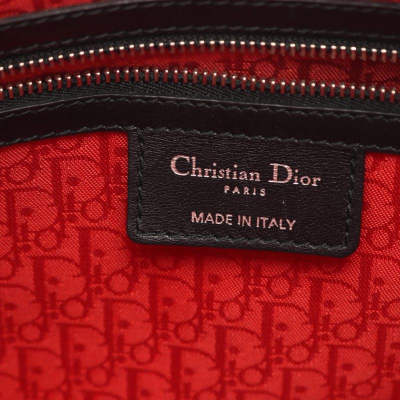Dior Handbag Lady Dior Large Black Leather Lady Dior Cannage 2-Way Tote
