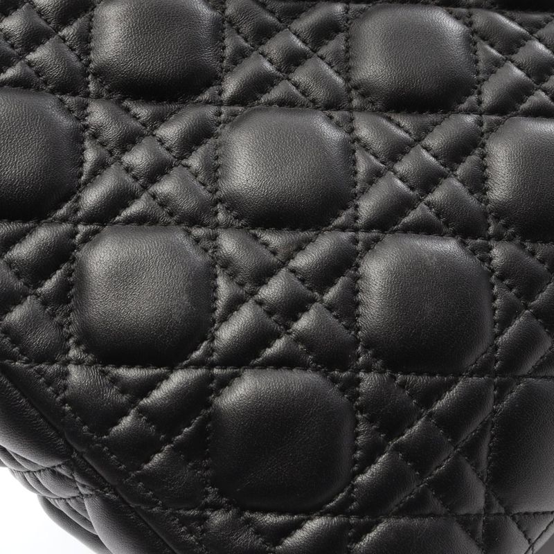 Dior Handbag Lady Dior Large Black Leather Lady Dior Cannage 2-Way Tote