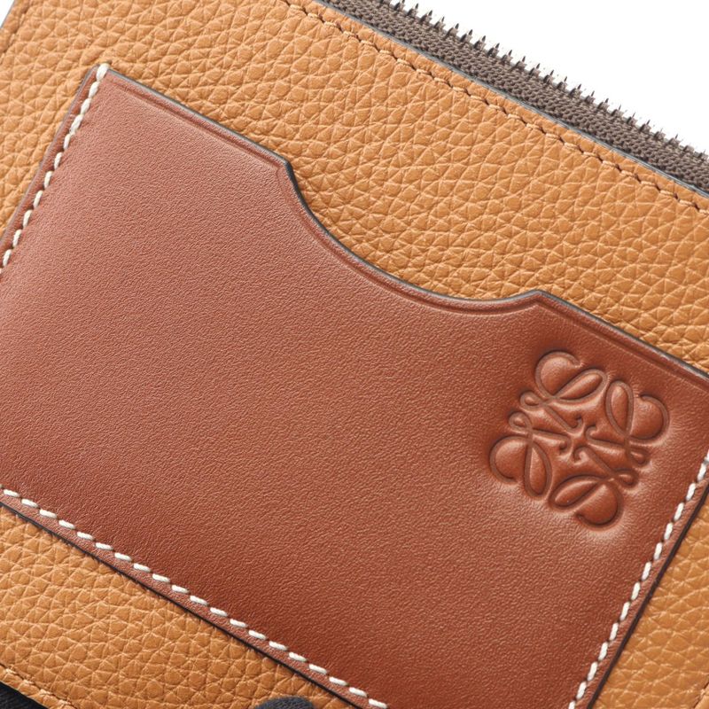 Loewe Coin Case Anagram Card Holder Large Brown Leather Square
