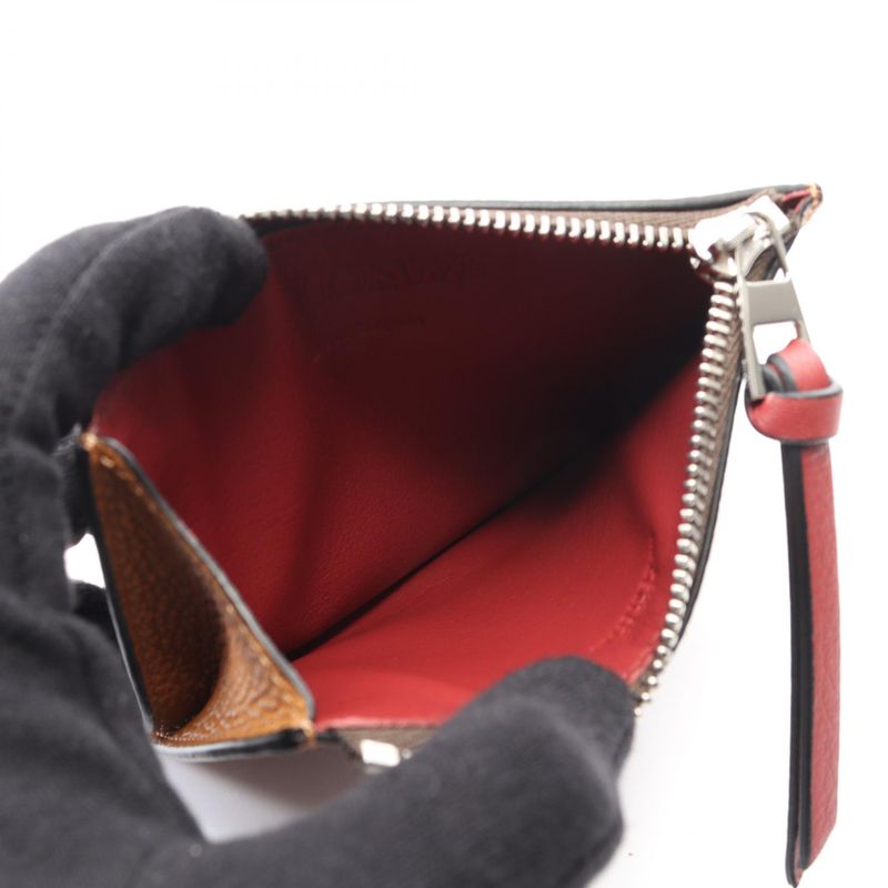 Loewe Coin Case Anagram Card Holder Large Brown Leather Square