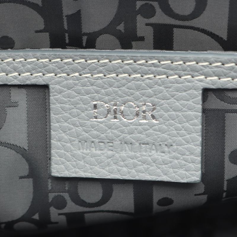 Dior Shoulder Bag Saddle Blue Gray Leather