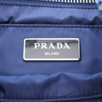 Prada Tote Tessutato Blue Nylon Saffiano Leather Triangle Multicolor