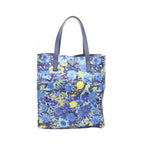 Prada Tote Tessutato Blue Nylon Saffiano Leather Triangle Multicolor