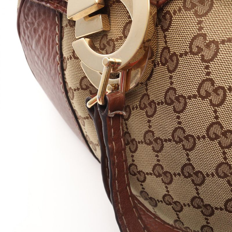 Gucci Shoulder Bag GG Canvas Beige Tote Brown