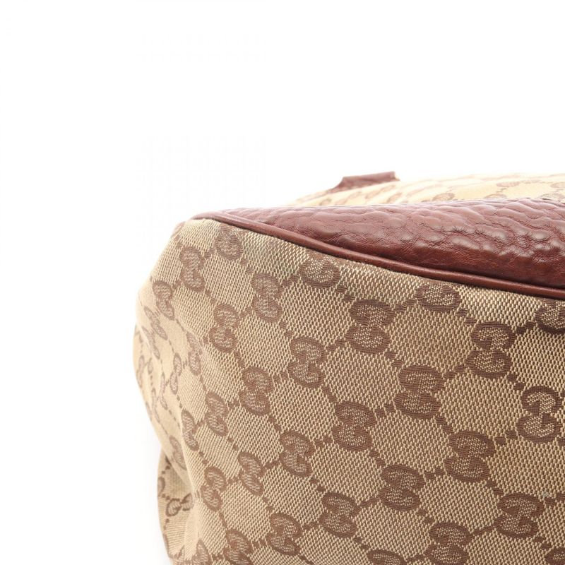 Gucci Shoulder Bag GG Canvas Beige Tote Brown