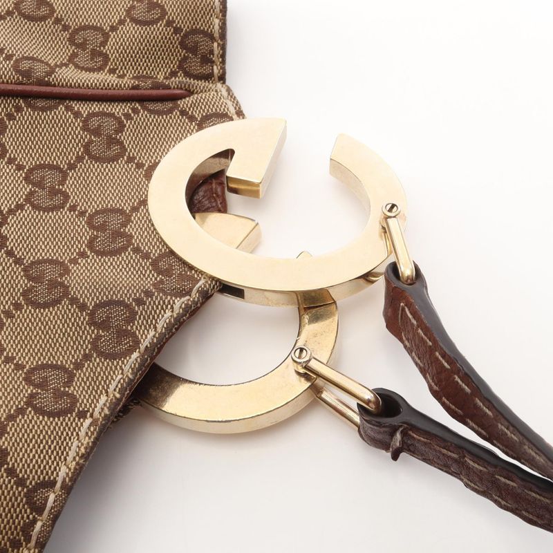 Gucci Shoulder Bag GG Canvas Beige Tote Brown