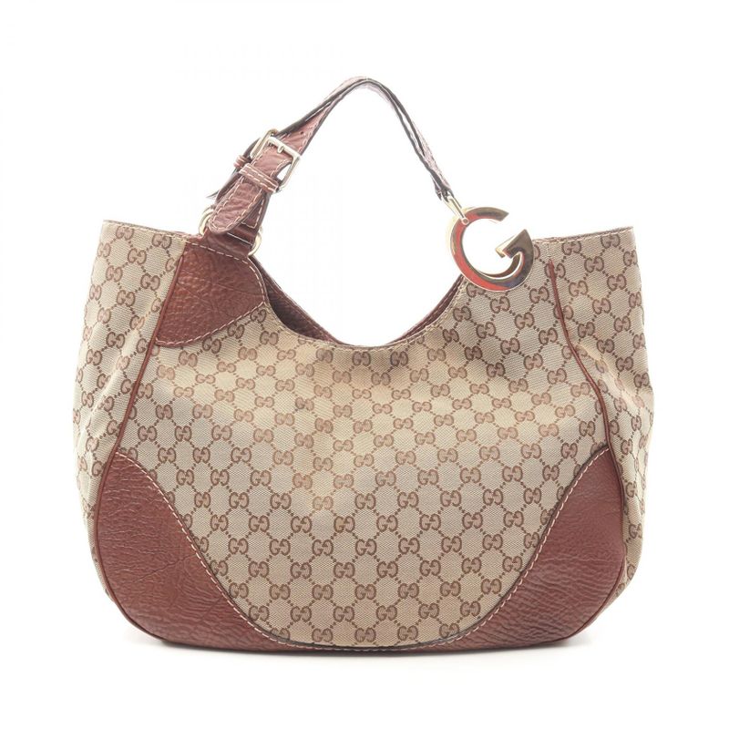 Gucci Shoulder Bag GG Canvas Beige Tote Brown