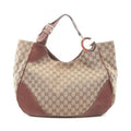 Gucci Shoulder Bag GG Canvas Beige Tote Brown