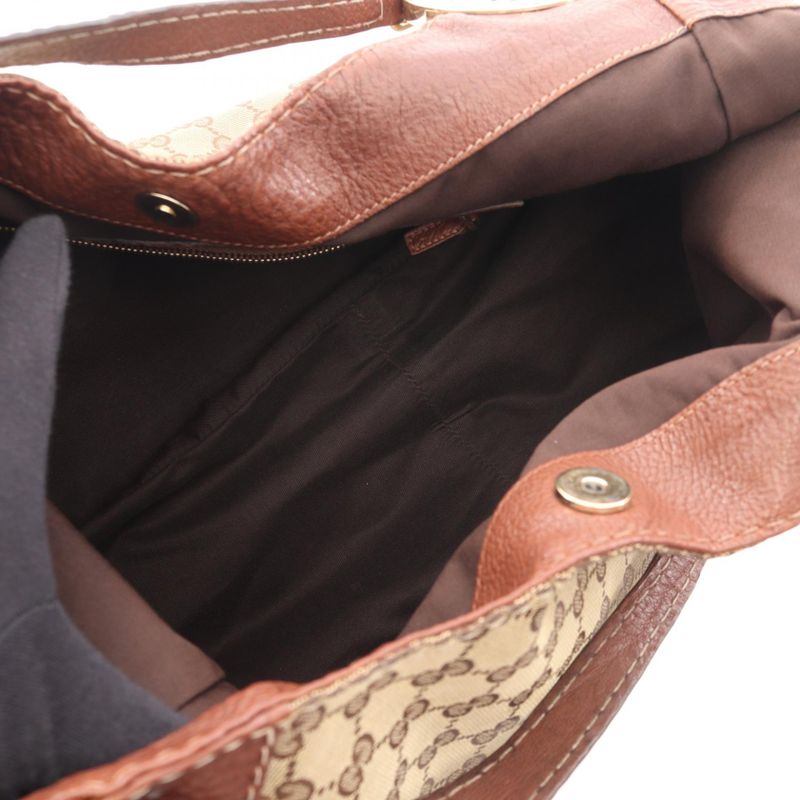 Gucci Shoulder Bag GG Canvas Beige Tote Brown