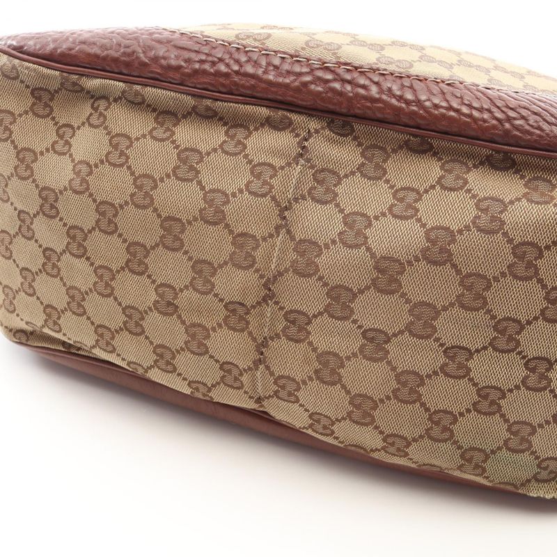 Gucci Shoulder Bag GG Canvas Beige Tote Brown