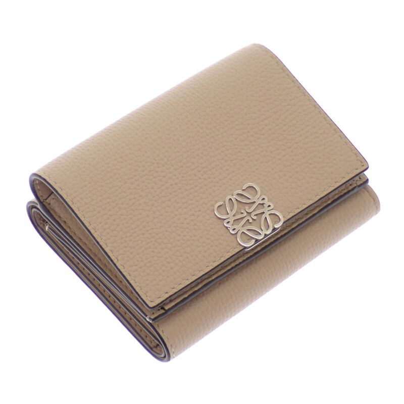 Loewe Anagram Trifold Compact Wallet Pebble Grain