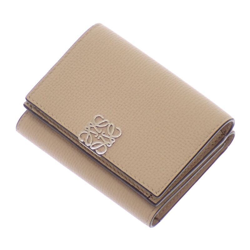 Loewe Anagram Trifold Compact Wallet Pebble Grain