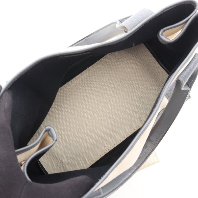 Balenciaga Tote Navy Cabas S Natural Gray Canvas Leather