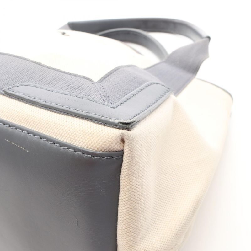 Balenciaga Tote Navy Cabas S Natural Gray Canvas Leather