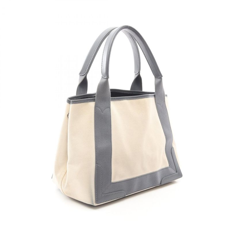 Balenciaga Tote Navy Cabas S Natural Gray Canvas Leather