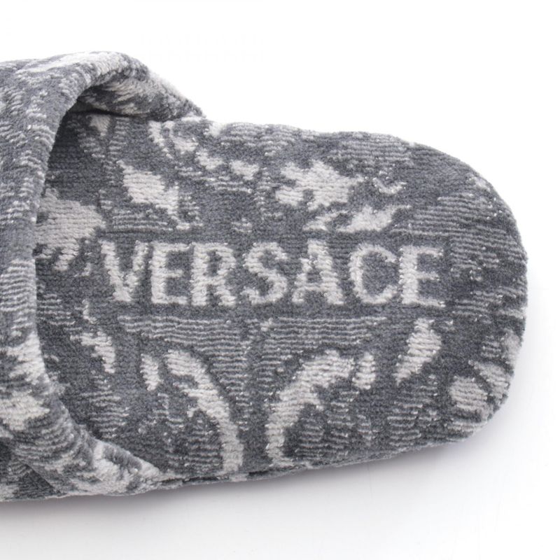 Versace Sandals Bath Slippers Barocco Gray Beige White