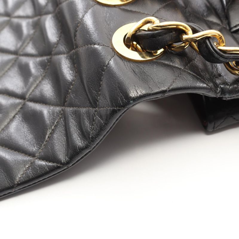 Chanel Shoulder Bag Big Quilted 34 Black Lambskin Big