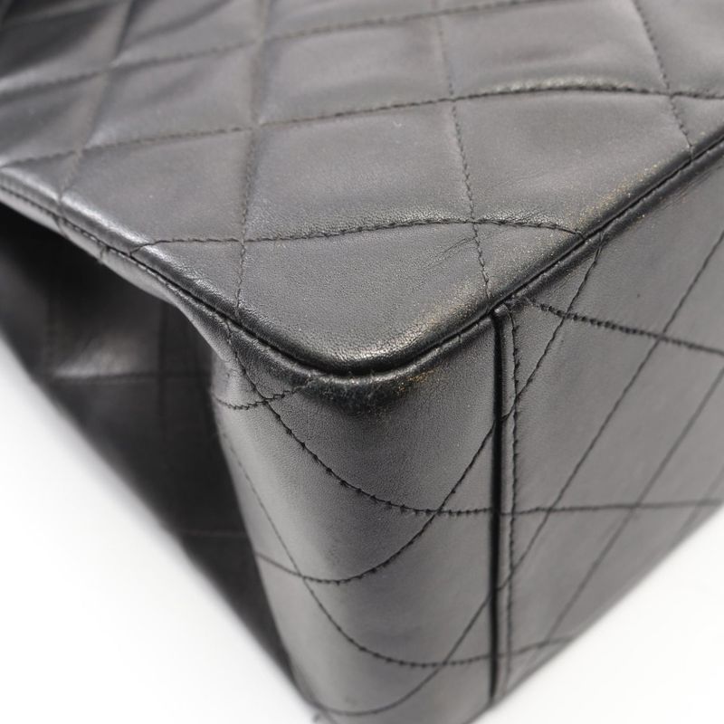 Chanel Shoulder Bag Big Quilted 34 Black Lambskin Big