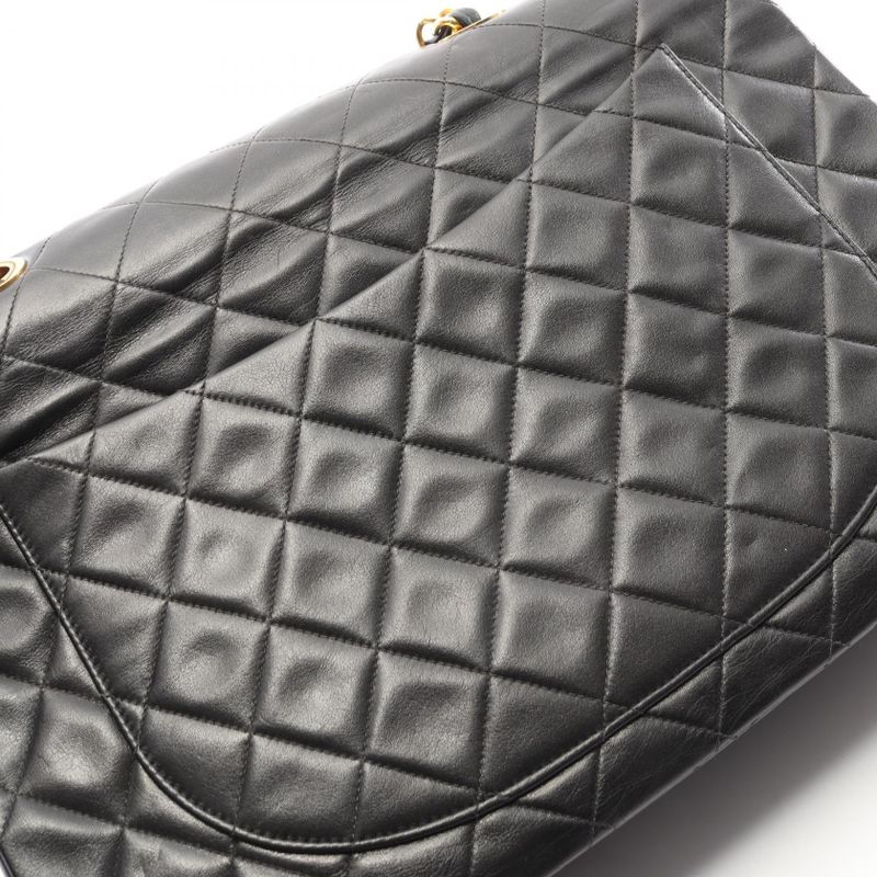 Chanel Shoulder Bag Big Quilted 34 Black Lambskin Big