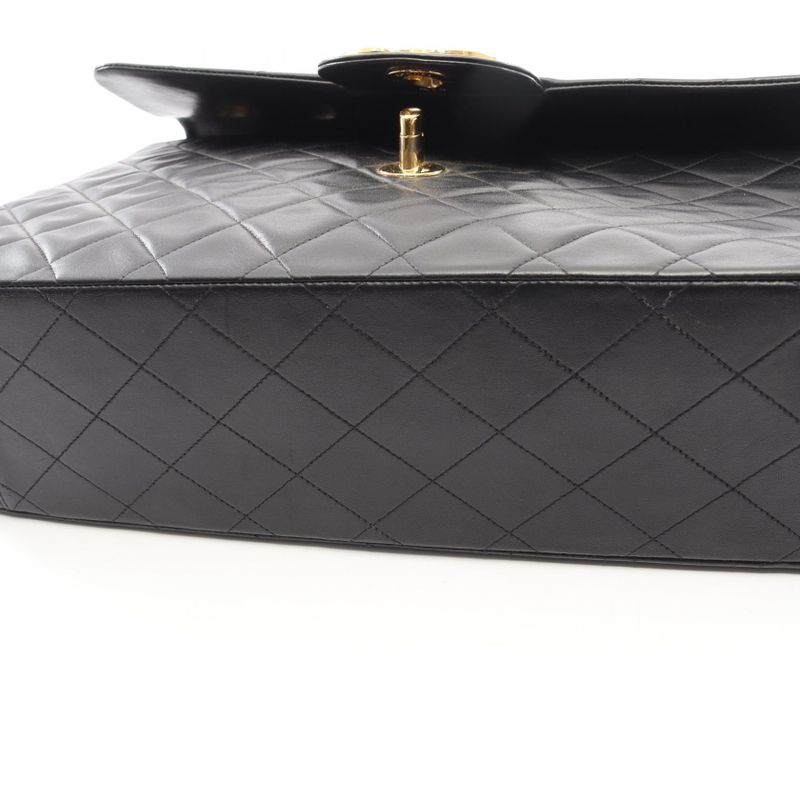 Chanel Shoulder Bag Big Quilted 34 Black Lambskin Big