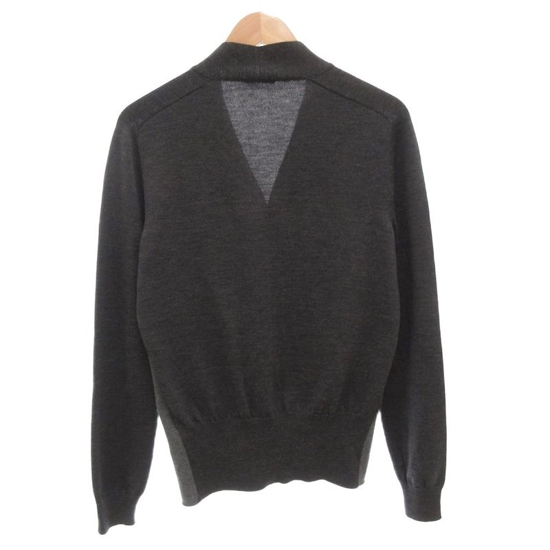 Bottega Veneta Cardigan Knit 48 M Long Sleeve Neck Wool Dark Gray AE