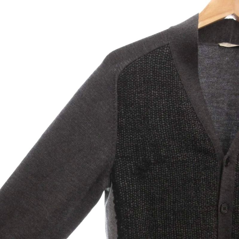 Bottega Veneta Cardigan Knit 48 M Long Sleeve Neck Wool Dark Gray AE