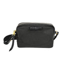 Prada Logo Jacquard Ribbon Shoulder Bag Black Leather