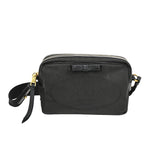 Prada Logo Jacquard Ribbon Shoulder Bag Black Leather