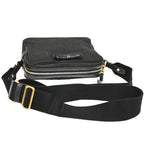 Prada Logo Jacquard Ribbon Shoulder Bag Black Leather