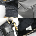 Prada Logo Jacquard Ribbon Shoulder Bag Black Leather