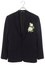Dior Homme White Rose Embroidery Tweed Jacket 44