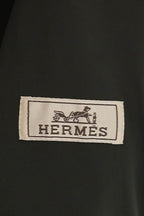 Hermes Lamb Leather Trim Button Nylon Jacket 46 Gray Black