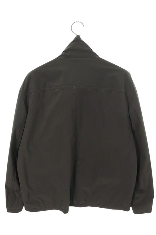 Hermes Lamb Leather Trim Button Nylon Jacket 46 Gray Black