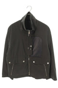 Hermes Lamb Leather Trim Button Nylon Jacket 46 Gray Black