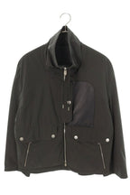 Hermes Lamb Leather Trim Button Nylon Jacket 46 Gray Black