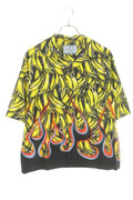 Prada Fire Pattern Floral Short Sleeve Shirt Yellow Black Red