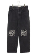 Loewe Anagram Embroidery Baggy Denim Pants 48 Black Tone