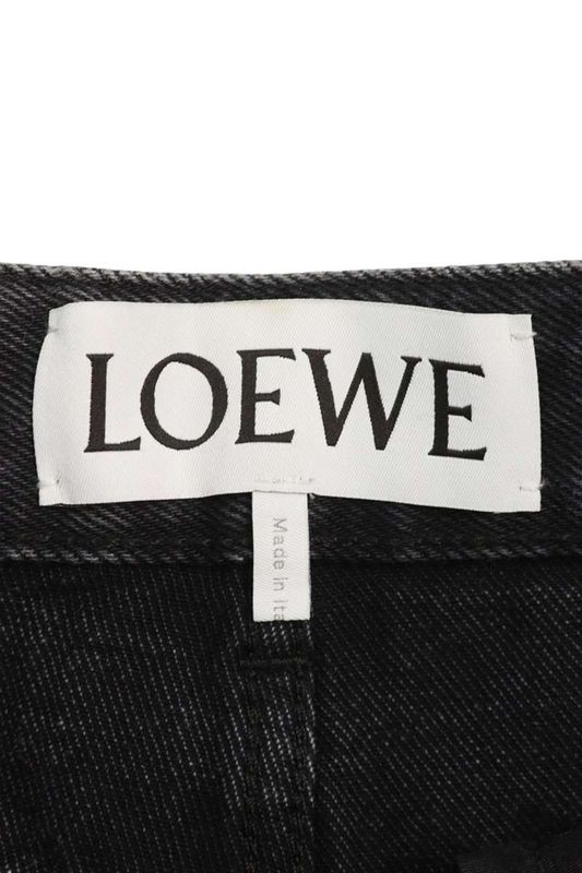 Loewe Anagram Embroidery Baggy Denim Pants 48 Black Tone