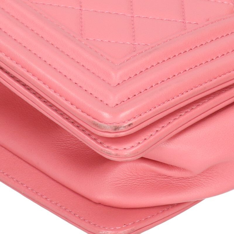 Chanel Boy 25 Lambskin Chain Shoulder Bag 25 Pink