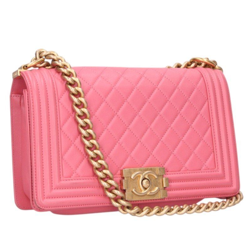 Chanel Boy 25 Lambskin Chain Shoulder Bag 25 Pink