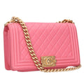 Chanel Boy 25 Lambskin Chain Shoulder Bag 25 Pink