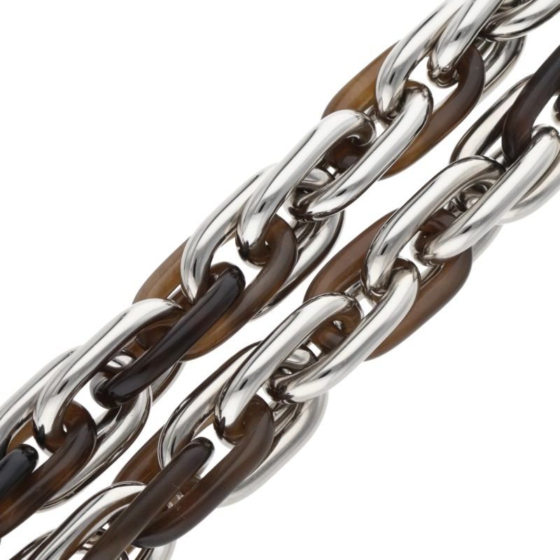 Hermes Amarage Silver Horn Combination Necklace Brown